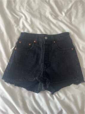High-Waist Black Denim Cutoff Shorts